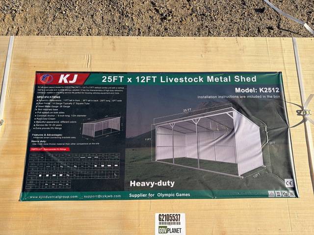 KJ K2512 Livestock Metal Shed - Unused