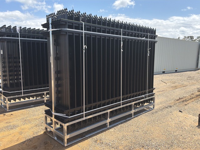 (24) Pieces of KJ Powder Coated Steel Fence w/(25) Post Connectors - Unused (24) Pieces of KJ Powder Coated Steel Fence w/(25) Post Connectors - Unused