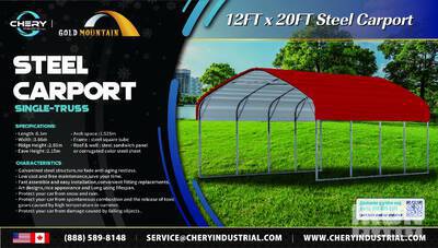 Golden Mount Steel Carport 12x20ft 1.525m Arch space カーポート (Unused)