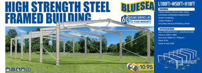 2026 BLUESEA 50 ft x 100 ft x 18 ft Storage Building (Unused)