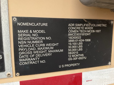 2015 Cemen Tech MCD8-100T Portable Concrete Mixer