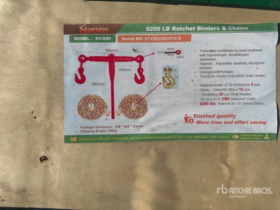 2025 STARVOX SV-G80 Ratchet Binders & Chains (Unused)