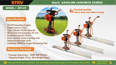 Quantity of (3) 2025 STARVOX ZPC-25 Concrete Screed (Unused)