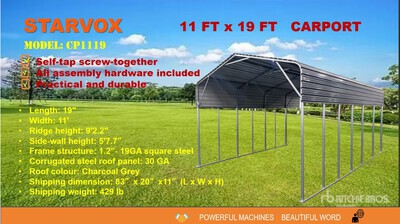 2025 STARVOX CP1119 11 ft x 19 ft Abri d'Auto (Unused)