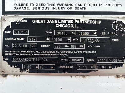 2007 Great Dane 7411TPSSLA 48 ft مقطورة فان