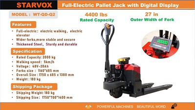 2025 STARVOX WT-QD-Q2 4400 lb Electric Pallet Jack (Unused)