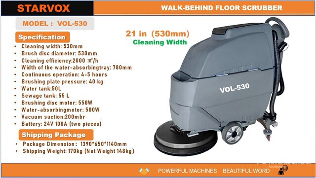 2025 STARVOX VOL-530 Walk-Behind Electric Floor Scrubber (Unused)