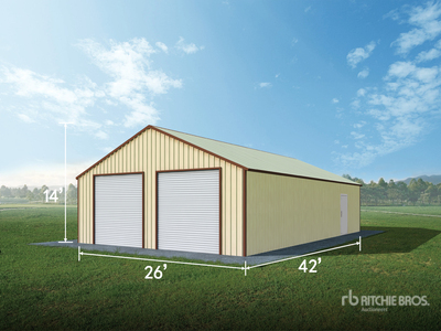 2025 AGR-MS2642 26 ft x 42 ft Metal Garage Shed (Unused)