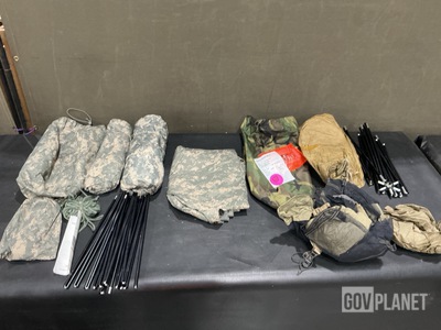 (3) Personal Survival Shelter System Tents, (68) Tarpaulins & Assorted Items