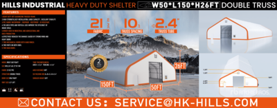 2026 HIlls Industrial 1505026 50 ft x 150 ft x 26 ft Bâtiment d'entreposage (Unused)