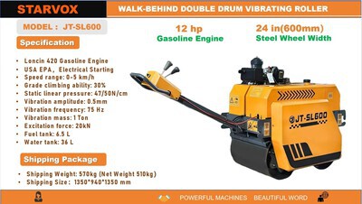 2025 STARVOX JT-SL600 Walk-Behind Rullo vibrante tandem (Unused)