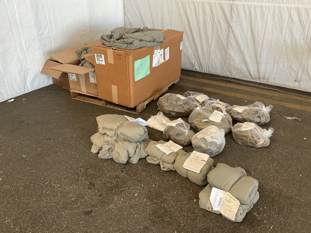 (18) Sleeping Bags, (18) Extreme Cold Weather Jackets & Assorted Items