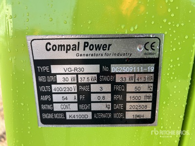 2025 Compal VG-R30 30kW Generator Set (Unused)