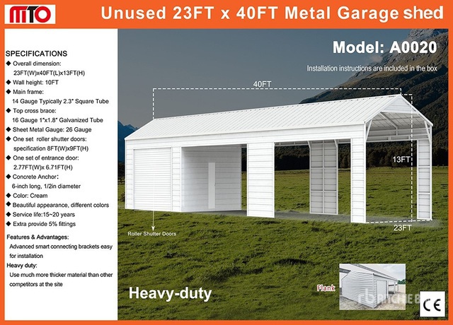2026 MTO A0020 23 ft x 40 ft Metal Garage Storage Building (Unused)