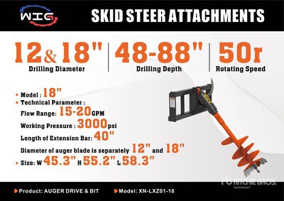 2026 Wig XNLXZ0118 Skid Steer Auger (Unused)