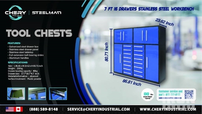 Steelman 7FT-16D-6-01B Tool Cabinet (Unused)