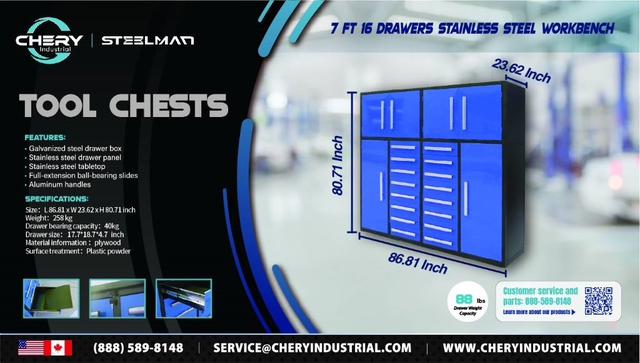 Steelman 7FT-16D-6-01B Tool Cabinet (Unused)
