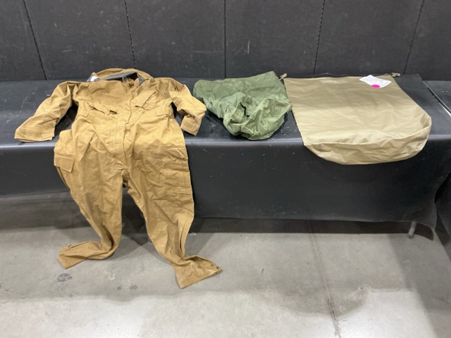(2) Pairs of Fuel Handler&rsquo;s Coveralls, (126) Clothing Bags & Assorted Items