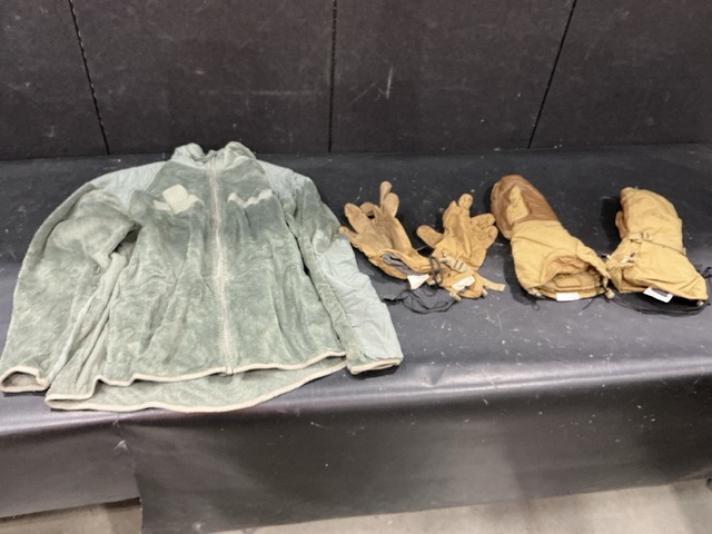 (33) Pairs of Cold Weather Gloves, (16) Cold Weather Jackets & Assorted Items