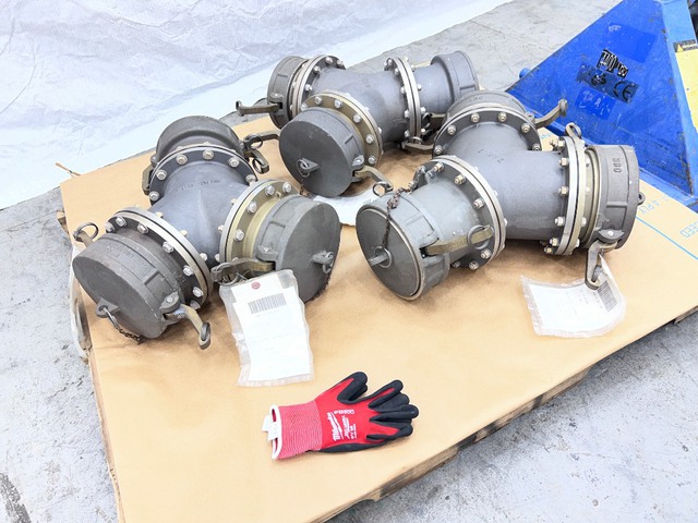 Quantity of (3) 6 in WYE Fuel / Water Camlock Hose Fittings (Unused)