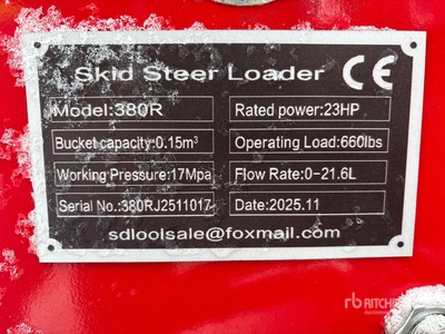 2026 SDLOOL SL380R Mini Compact Track Loader (Unused)