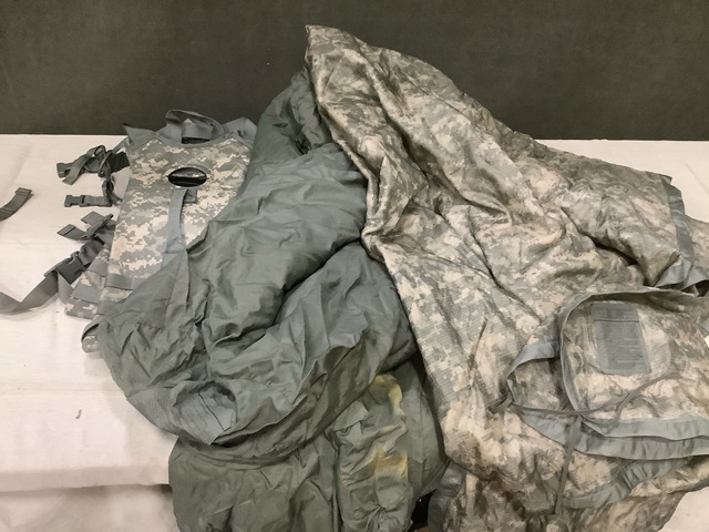 (55) Hydration System Carriers, (2) Modular Sleeping Bags & Assorted Items