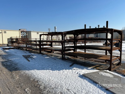 Quantity of (6) Metal storage racks, w/contents