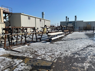 Quantity of (6) Triangular metal racks, w/contents