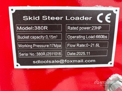 2026 SDLOOL SL380R Mini Compact Track Loader (Unused)