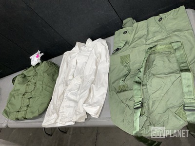 (60) Duffel Bags, (17) Food Service Uniform Smocks & Assorted Items
