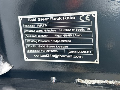 2026 GIYI GY-RR78 78 in Skid Steer Rock Rake (Unused)