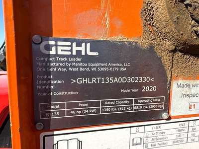 2020 Gehl RT135 Compact Track Loader