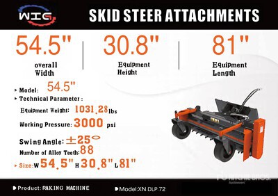 2025 Wig XNDLP72 72 IN Skid Steer Power Rake (Unused)