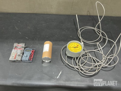 (1) Thermometer, (1) Transducer, (57) Multimeters & Assorted Items