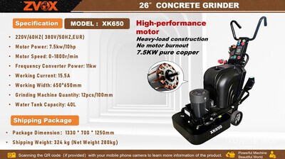 2025 ZVOX XK650 Electric طاحنة الخرسانة (Unused)