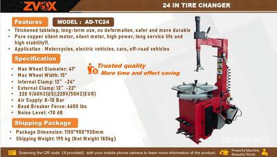2026 ZVOX AD-TC24 Tire Changer (Unused)