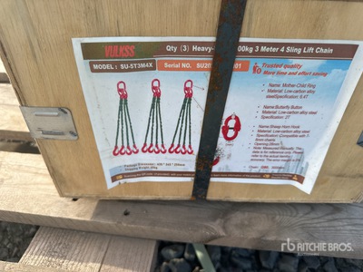 2026 ZVOX SU-5T3M4X Qty（3）Heavy-Duty 5 Ton 3 Meter 4 Sling lift chain (Unused)