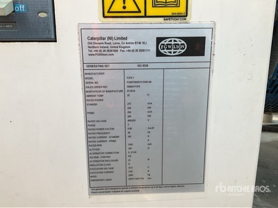 2016 FG Wilson F275-1 275 KVA Generador    (Unused)