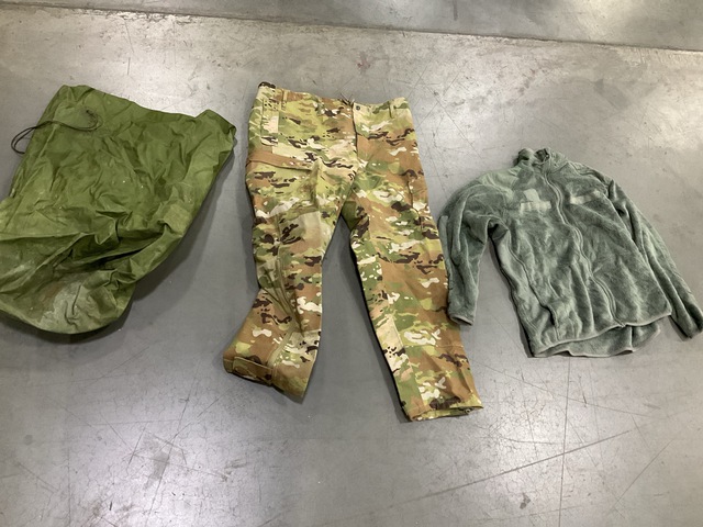 (7) Clothing Bags, (6) Pairs of Extreme Cold Weather Trousers & Assorted Items