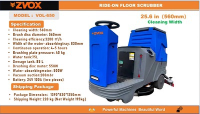 2026 ZVOX VOL-650 Ride-On Electric Floor Scrubber (Unused)