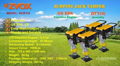 Quantity of (4 ) 2026 ZVOX HCR-110 Jumping Jack Tamper (Unused)