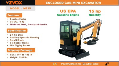 2026 ZVOX ME15 Mini Excavator (Unused)