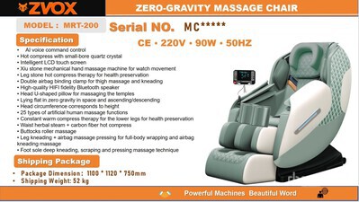 2026 ZVOX MRT-200 Zero-Gravity Massage Chair (Unused)