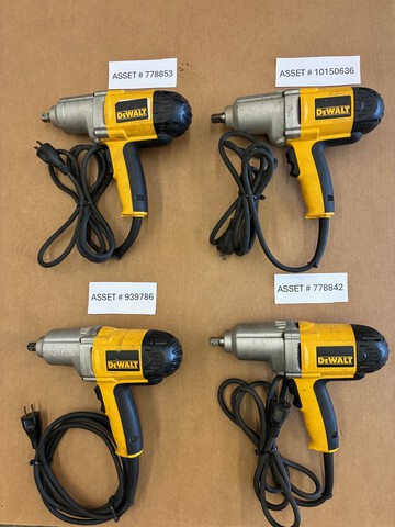 Quantity of (4) Dewalt DW292 Electric 1/2" Impact Wrenches