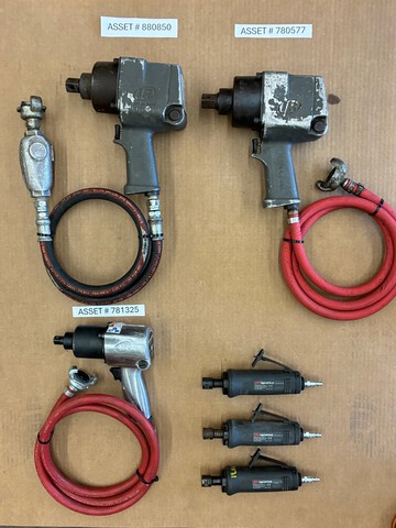 Quantity of (3) Ingersoll Rand Pneumatic Impact Wrenches & (3) Die Grinders