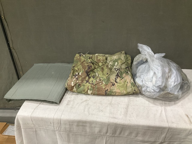 (4) Tarpaulins, (28) Self-Inflating Sleeping Mats, (2) Tents & Assorted Items