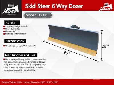 2026 Handy HSD96 96 in PAT Skid Steer Dozer (Unused)