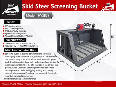 2026 Handy HVSB72 72 in Skid Steer Bucket (Unused)
