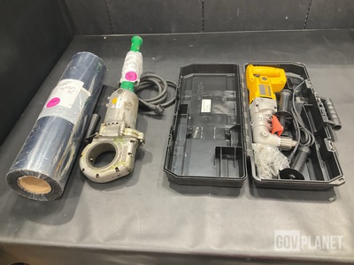 (1) Pipe Threader, (15) Power Drills, (2) Rolls of Material & Assorted Items