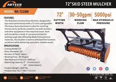 2026 ARTEER RK-7218W 72 in Mulcher o sterowaniu burtowym (Unused)